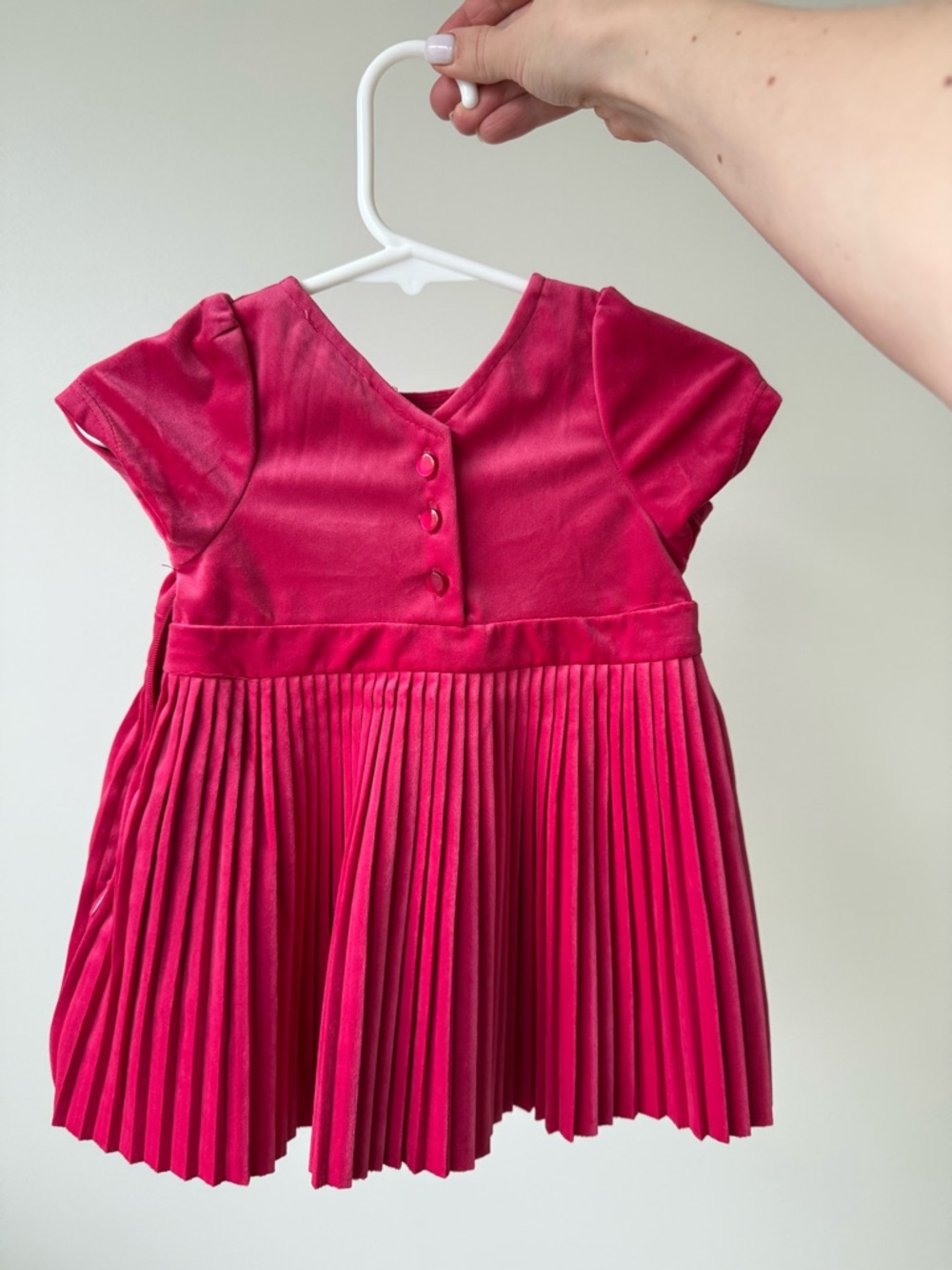 Avita Hot Pink Pleated Velvet Formal Dress for Girls